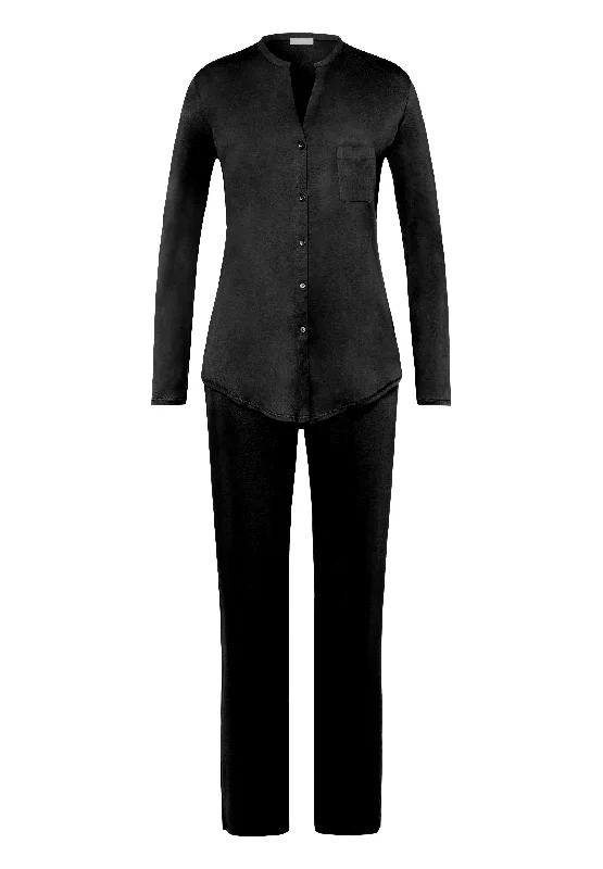 Cotton Deluxe Cotton Button Front Pajama Set  | Black 77956-019 Monochromatic All - in - one