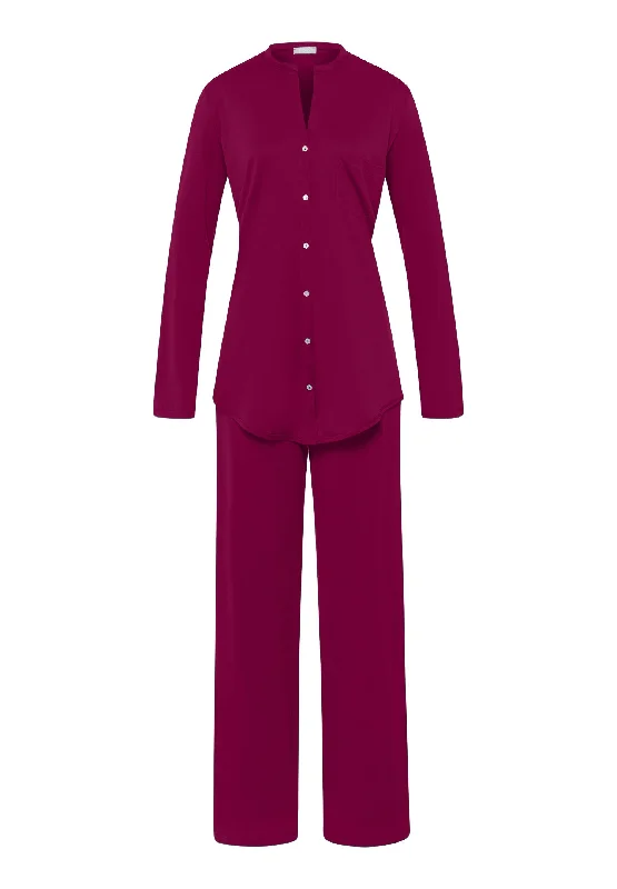 Cotton Deluxe Cotton Button Front Pajama Set  | Deep Poppy 77956-2405 Dapper Women's 1920S