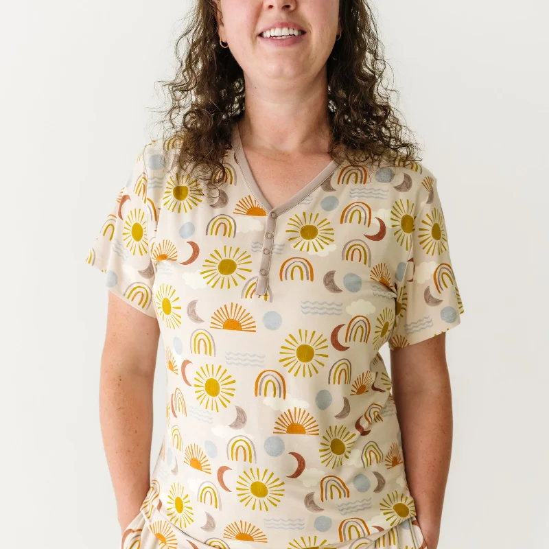 Desert Sunrise Women's Short Sleeve Pajama Top Cashmere