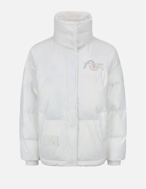 Double Collar Down Jacket with Quilted Seagull Athletic Women's High - 
