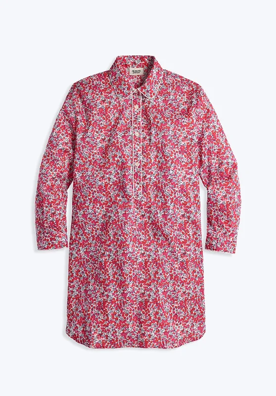 Elsa Night Shirt in Liberty Wiltshire Berries Red Refined Women's Hand - crafted