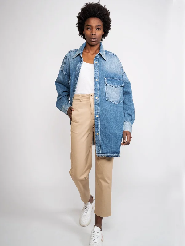 Giacca Oversize in Denim Blu Luxurious Women's High -  end