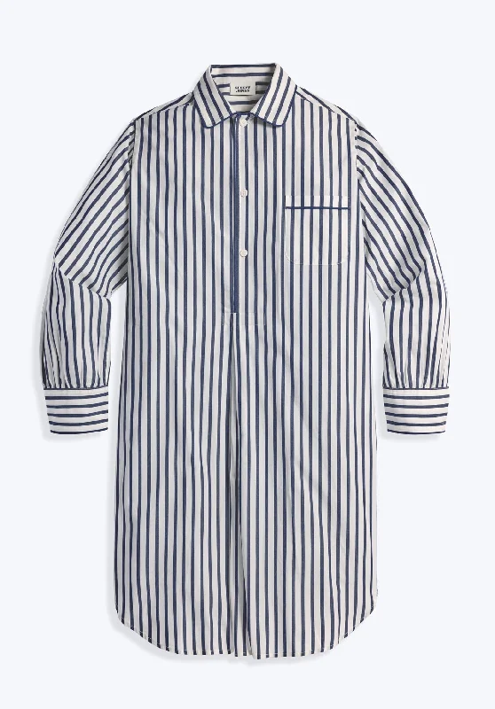 Frankie Night Shirt in Navy Breton Stripe Sporty Women's Tennis