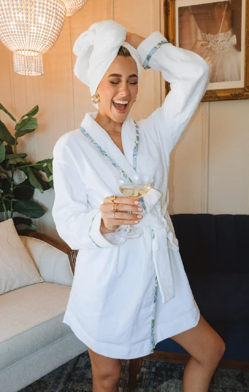 Freshen Up Robe ~ White Terry Cozy Women's Sherpa - lined