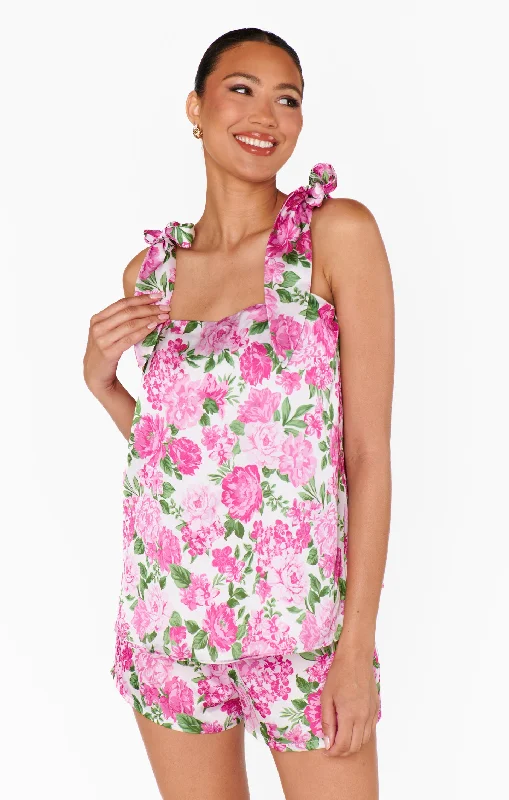 Glam Time Shorts ~ Cottage Floral Pink Business