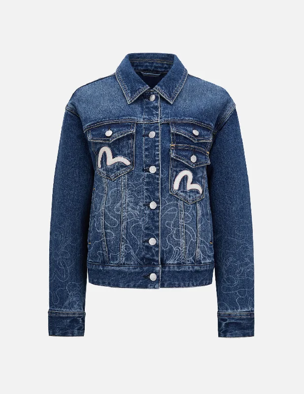 Gradated Laser-print Denim Jacket Athletic Women's 