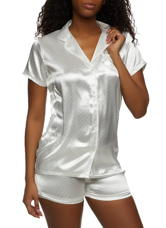 Satin Polka Dot Pajama Shirt and Shorts Bold Women's Statement