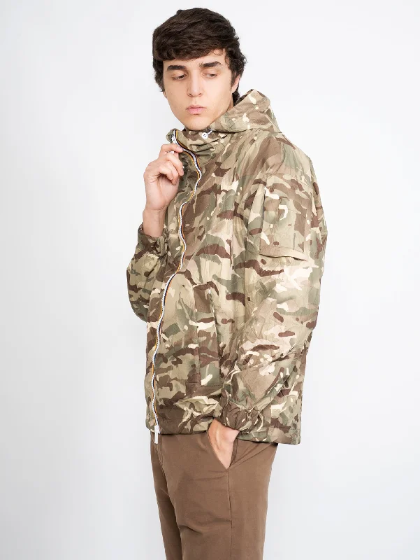 Giacca Camouflage con Cappuccio Verde Vintage Women's 1970S 