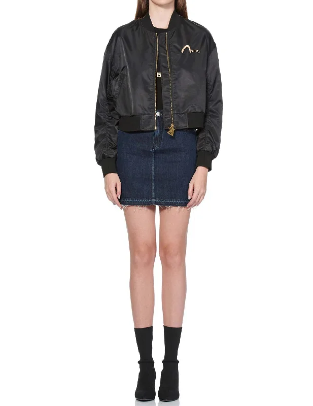 Kamon and Chain Embroidery MA-1 Bomber Jacket Relaxed Women's 