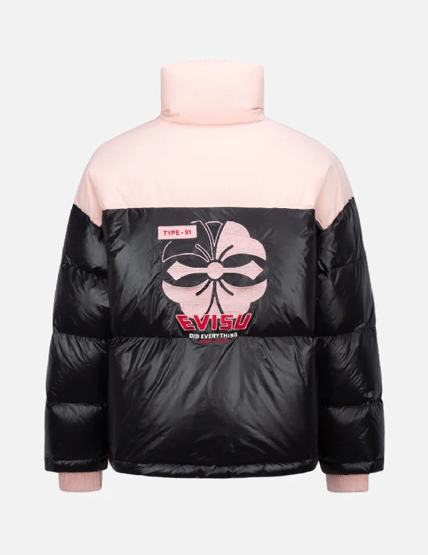 Kamon Embroidered Color Blocking Down Jacket Youthful Women's Pop