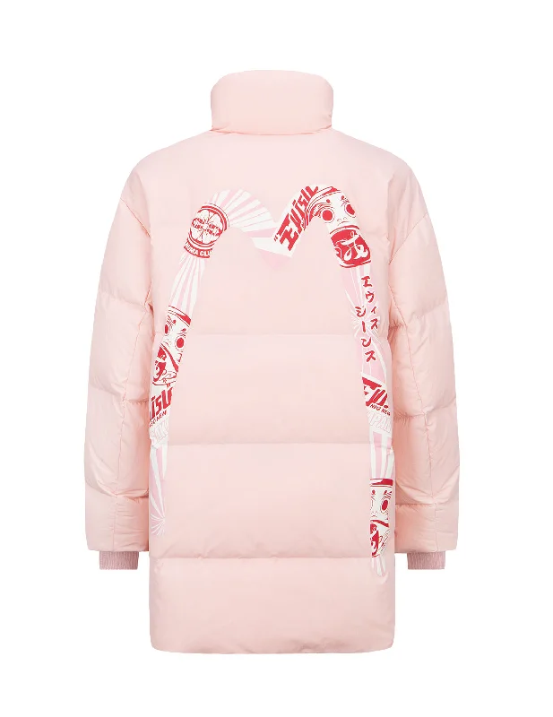 Kokeshi Daruma Daicock Print Down Jacket Gym