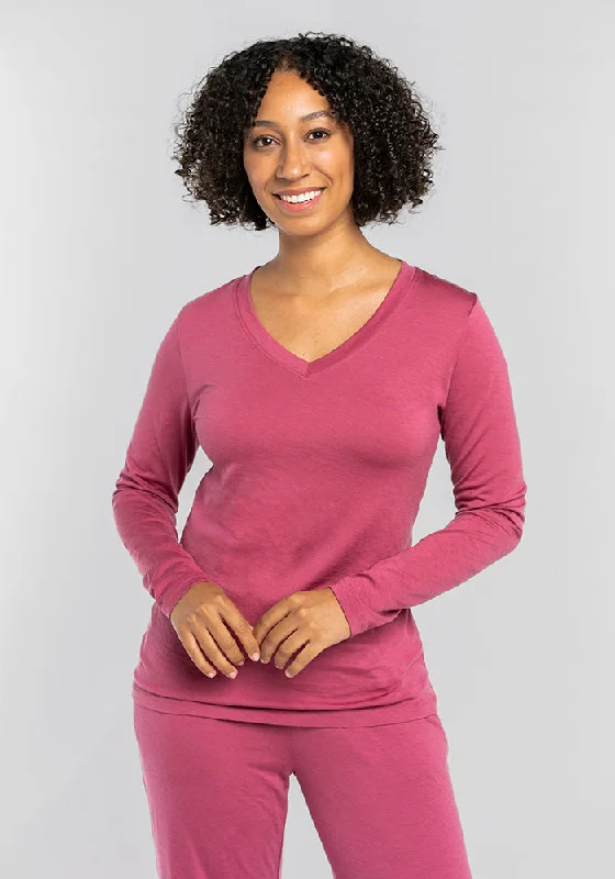 Lily V Neck Lounge Top - Red Violet Elegant Women's Formal 