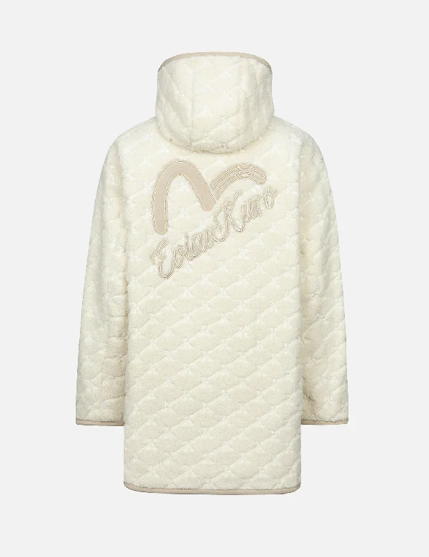 Logo Embossed Sherpa Oversized Coat Youthful Women's Anime - inspired