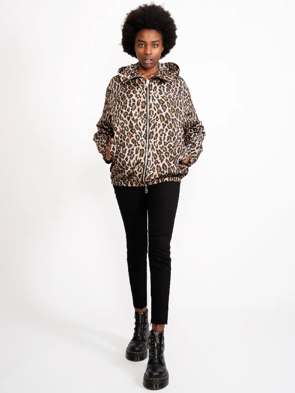 Giacca Animalier con Cappuccio Marrone Stylish Women's Tropical 