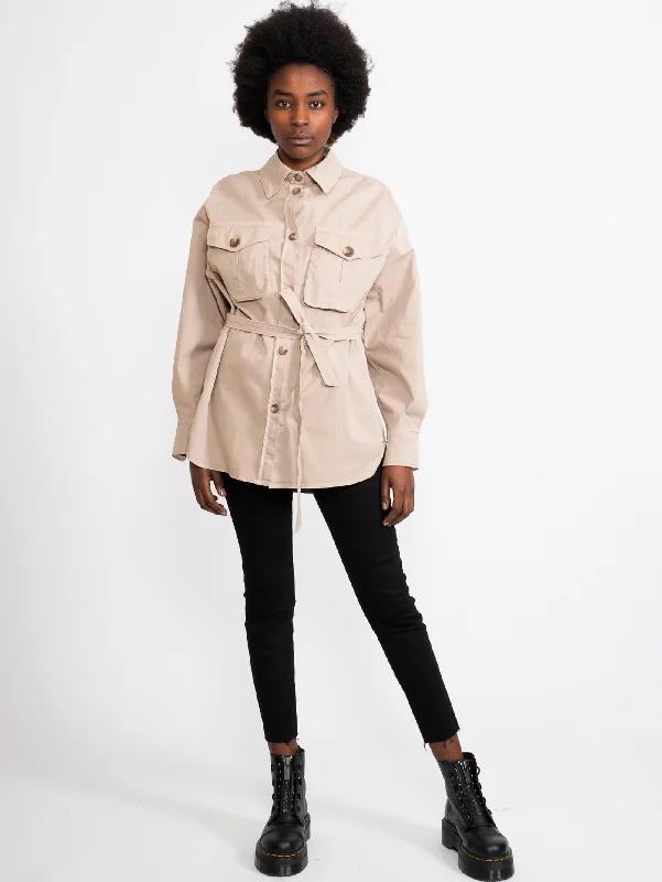 Overshirt con Cintura Beige Vacation