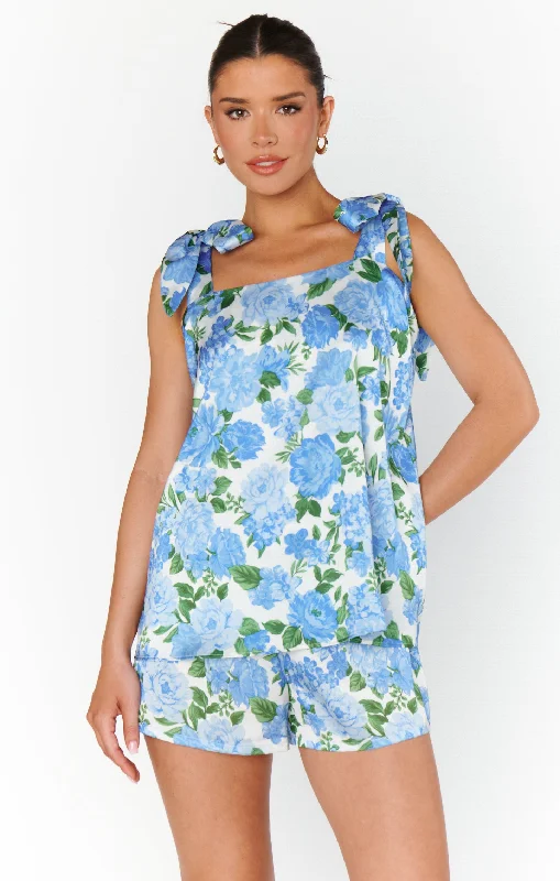 Makeup Tank ~ Cottage Floral Blue British Gentlewoman Style