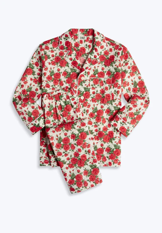Margaret Linen Pajama Set in Liberty Carline Roses Geometric