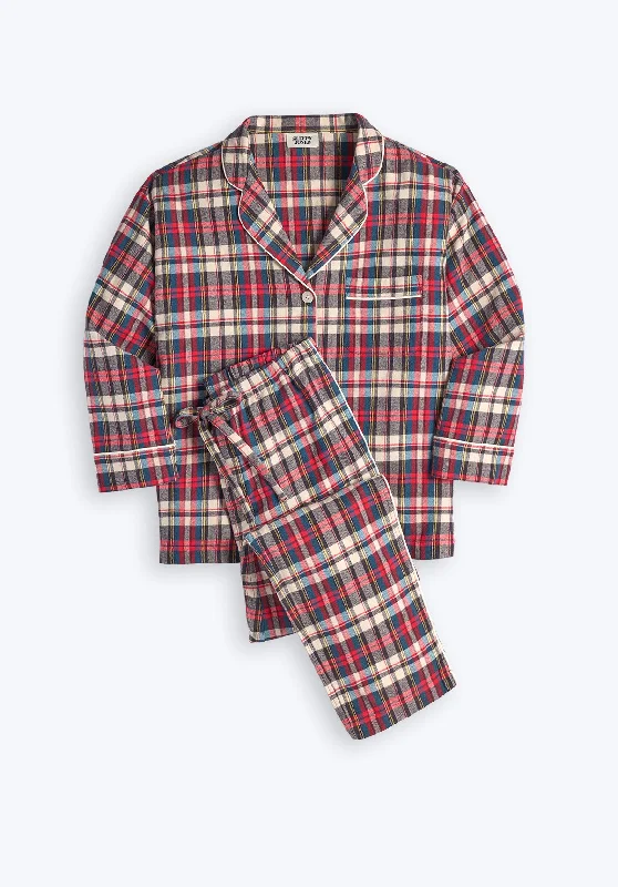 Marina Pajama Set in Flannel Taffeta Plaid Trendy Women's Oversized