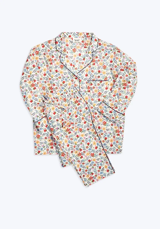Marina Pajama Set in Liberty Edenham Floral White Sophisticated Women's 
