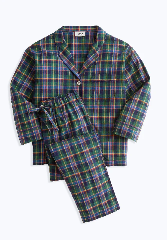 Marina Pajama Set in Multi Madras Plaid Classic Women's Pin - striped