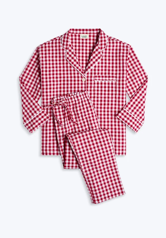 Marina Pajama Set in Large Red Gingham British Gentlewoman Style