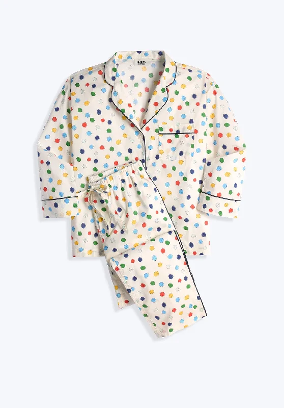 Marina Pajama Set in Pom Pom Print Cozy Women's Winter