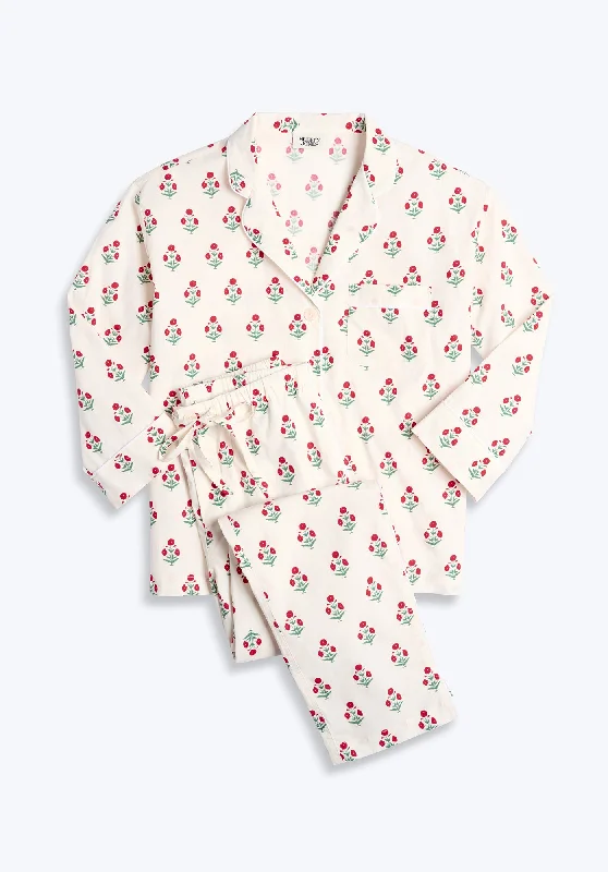 Marina Pajama Set in Poppy Print Dapper Women's Bow - adorned