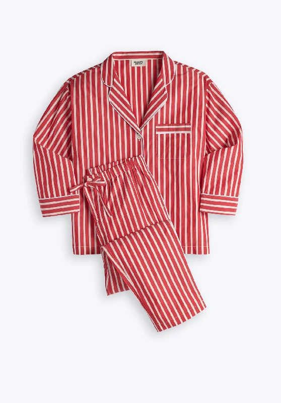 Marina Pajama Set in Red Breton Stripe Tough Women's Military - inspired