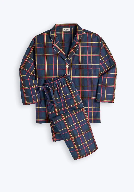Marina Pajama Set in Sateen Holiday Plaid Sophisticated Women's Tailored