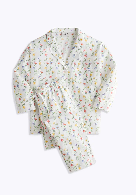 Marina Pajama Set in White Vintage Floral Disco