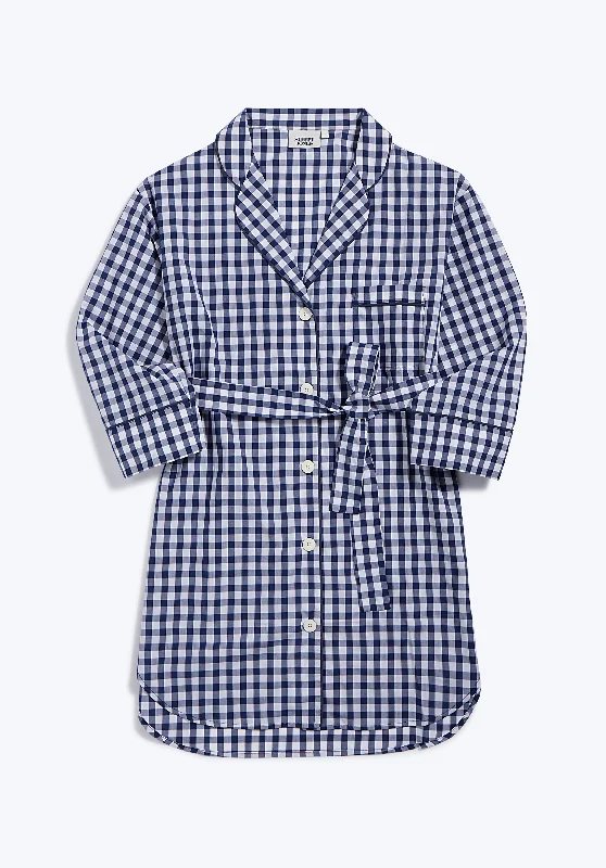 Marina Shirt Dress in Large Navy Gingham French