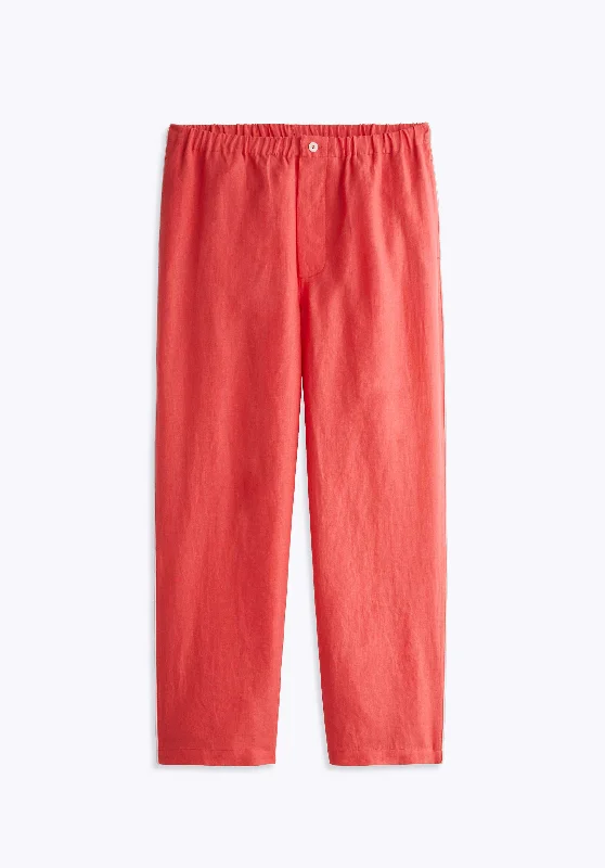 Milton Pajama Pant in Washed Red Linen Earthy Women's Hemp - based