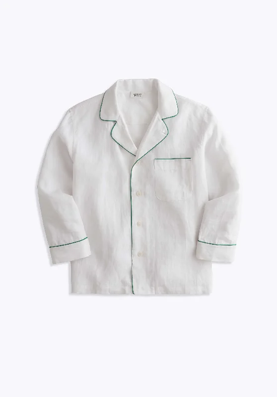 Milton Pajama Shirt in White Linen Youthful Women's Anime - inspired