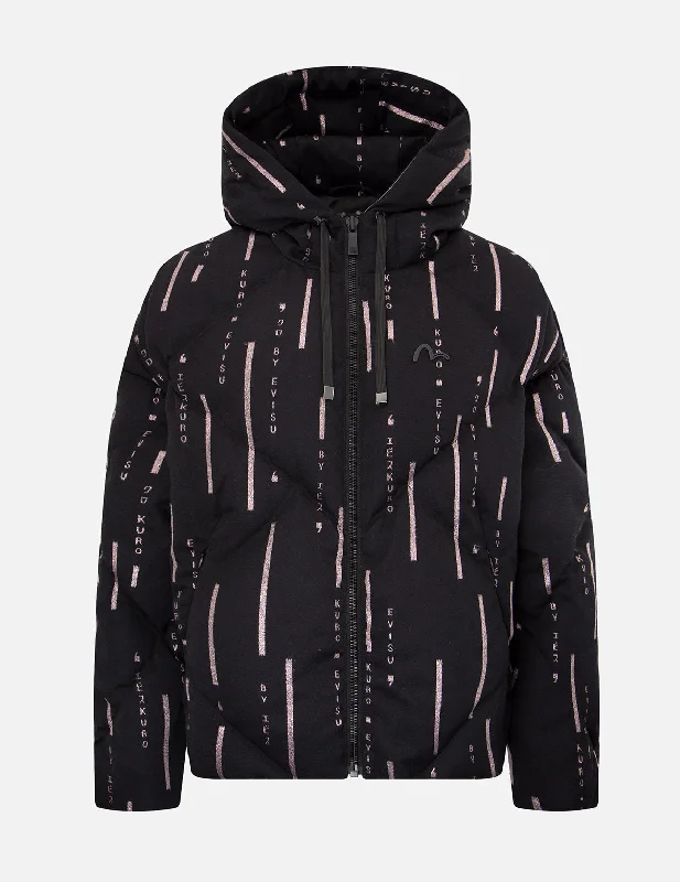 Monogram Metallic Logo Print Down Jacket Traditional Women's Wool