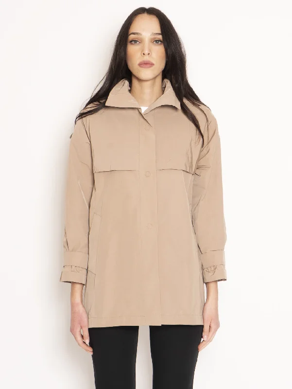 Trench con Cinta e Zip Beige Refined Women's 