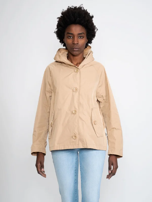 Giacca con Cappuccio Beige Casual Women's Japanese 