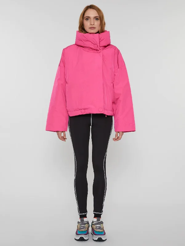 Giacca Corta Imbottita con Collo Ampio Fucsia Cool Women's Distressed