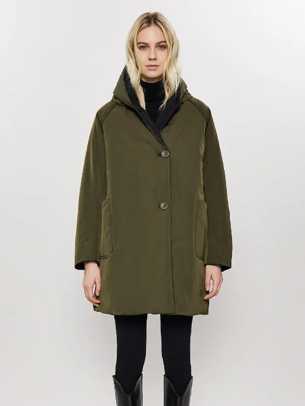 Parka Reversibile in Memory Militare/Nero Cashmere