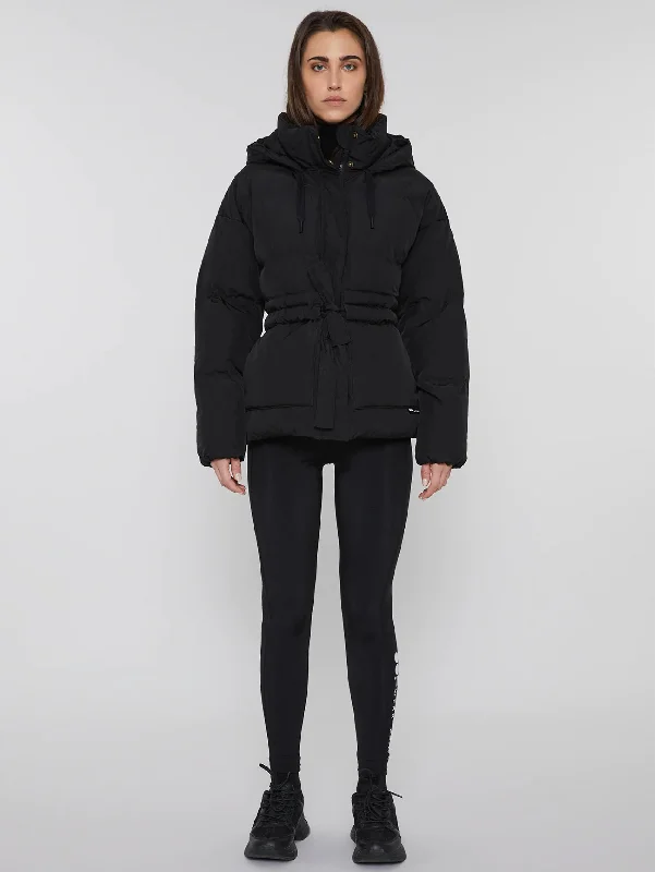 Piumino Corto con Cinta Nero Refined Women's Hand - crafted