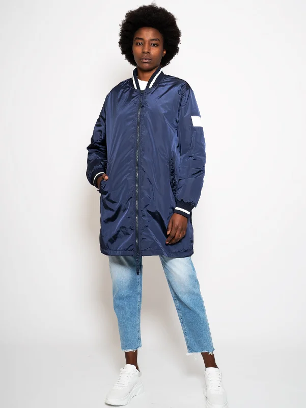 Bomber Lungo con Spacchi Blu Practical Women's Multi - 