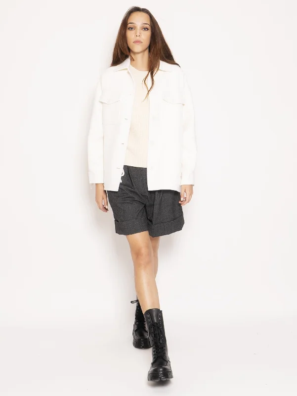 Overshirt in Lana con Frange - Bianco Dynamic Women's Moto