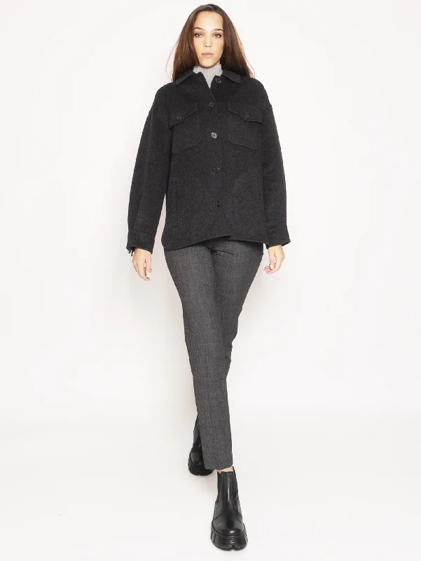 Overshirt in Lana con Frange - Grigio Vacation
