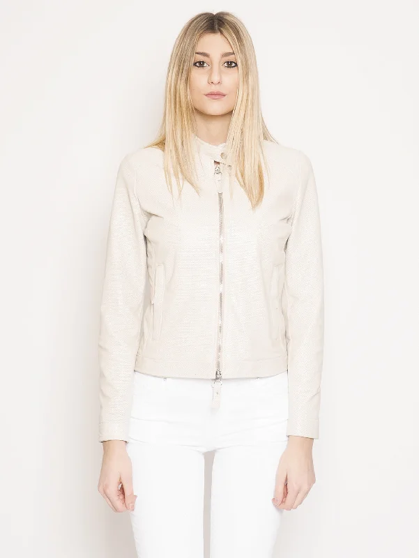 Giacca in Pelle Effetto Traforato Beige Artistic Women's Avant - 