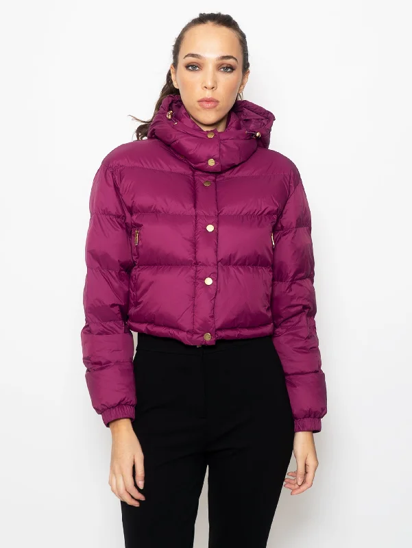 Piumino Cropped con Cappuccio Viola Earthy Women's Hemp - based