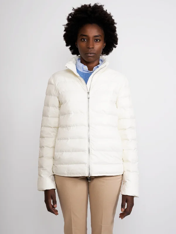 Piumino Corto Trapuntato con Collo Dritto Bianco Minimalist Women's Casual