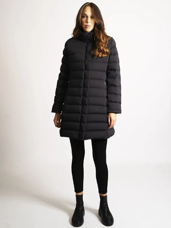 Cappotto Lungo in Piuma Nero Traditional Women's Wool