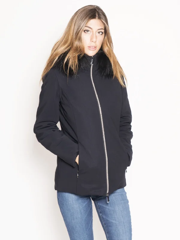 Giacca con Cappuccio Winter Storm Lady Fur Nero Cashmere