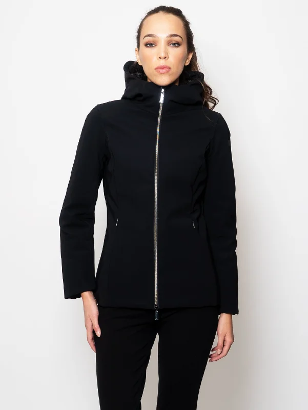 Giacca Corta con Cappuccio Nero Hip Women's Retro
