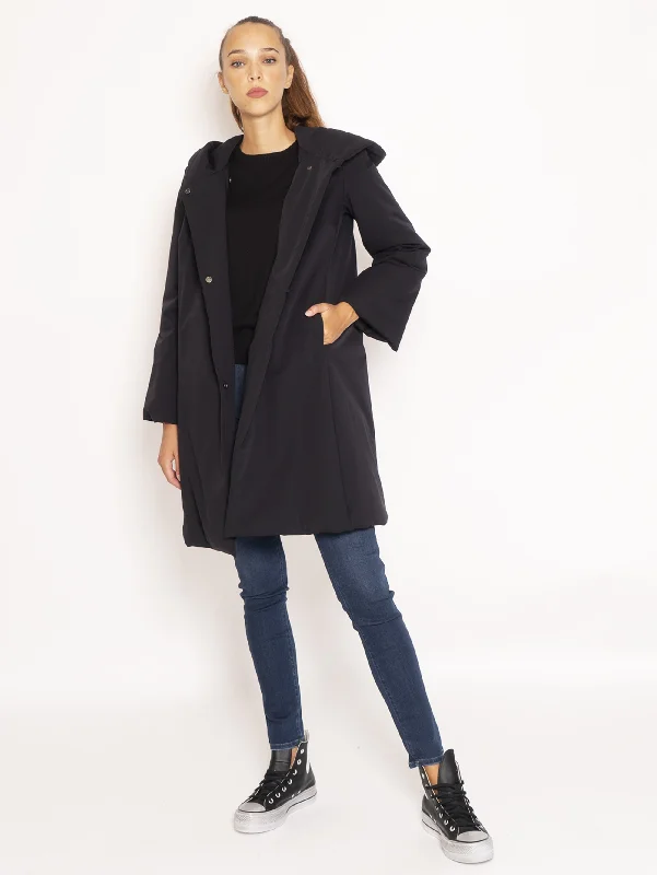 Giaccone con Cappuccio - Nero Casual Women's Japanese 