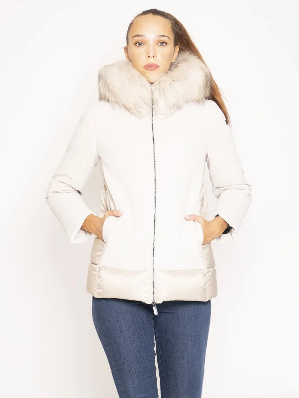 Giaccone Corto con Cappuccio - Beige Laid - back Women's Style